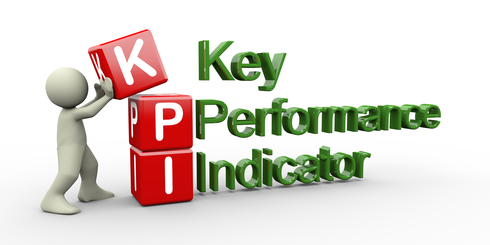 3d render of man placing kpi ( key performance indicator ) cubes.
