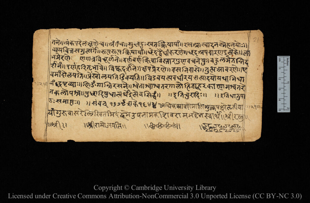 Una pagina di una copia del XVIII secolo del Dhātupāṭha di Pāṇini (MS Add.2351) conservata presso la Biblioteca dell'Università di Cambridge. Credito: Biblioteca dell'Università di Cambridge