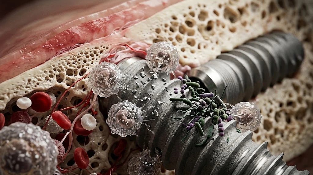 I ricercatori hanno scoperto una ragione sorprendente per cui le infezioni da impianti dentali spesso resistono agli antibiotici: gli impianti stessi possono contribuire al problema. I batteri corrodono gli impianti in titanio, rilasciando particelle microscopiche che dirottano le cellule immunitarie, scatenano un'infiammazione distruttiva e accelerano la perdita di tessuto osseo mascellare.