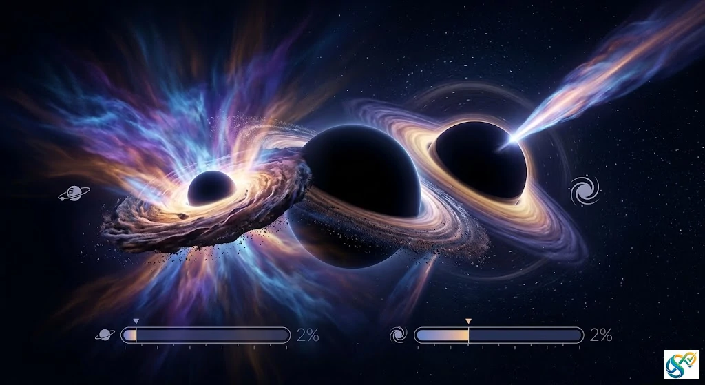 I buchi neri di dimensioni molto diverse sembrano emettere potenti getti secondo la stessa regola universale. Questa scoperta potrebbe spiegare perché alcuni buchi neri eruttano improvvisamente anni dopo aver divorato una stella e aiutare gli astronomi a prevedere quando si verificheranno queste spettacolari eruzioni. 