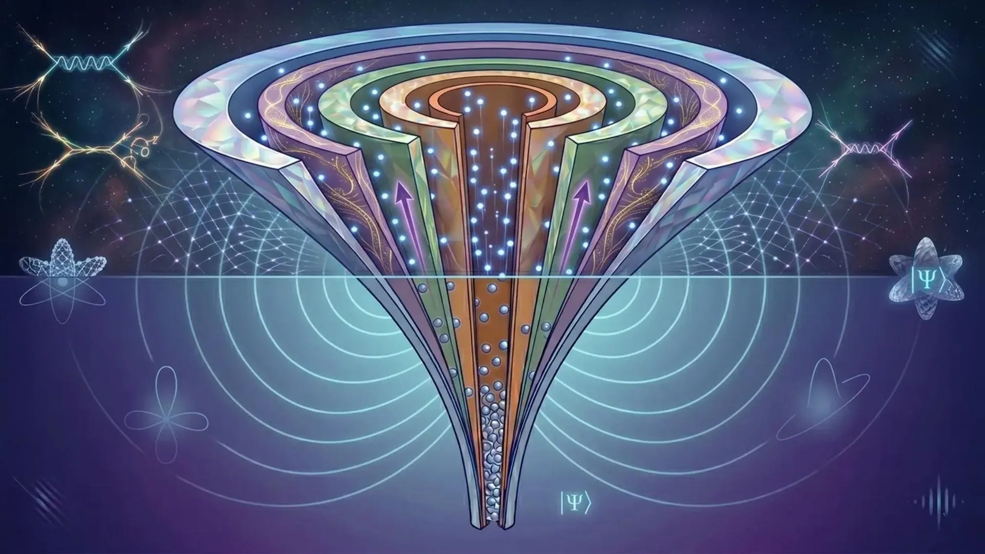 I fisici hanno scoperto un nuovo e strano stato della materia quantistica in cui atomi ultrafreddi sfidano le note regole di organizzazione, formando una configurazione altamente eccitata ma sorprendentemente ordinata chiamata "mare di Fermi frazionario". La scoperta mette in discussione le consolidate teorie quantistiche e suggerisce l'esistenza di quasiparticelle esotiche che gli scienziati hanno soprannominato potenziali "super-Fermioni". Atomi di cesio ultrafreddi bloccati in uno stato nascosto e ordinato dopo essere stati sottoposti a cicli di interazione repulsiva e attrattiva. Fonte: Università di Innsbruck 